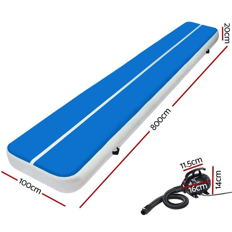 Everfit 8X1M Inflatable Air Track Mat 20CM Thick with Pump 