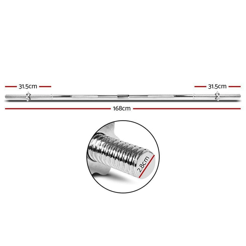 Everfit Steel Weight Barbell 168cm - Sports & Fitness > 