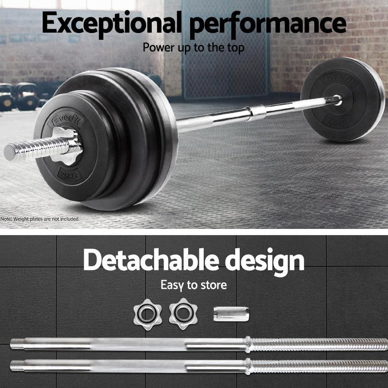Everfit Steel Weight Barbell 168cm - Sports & Fitness > 