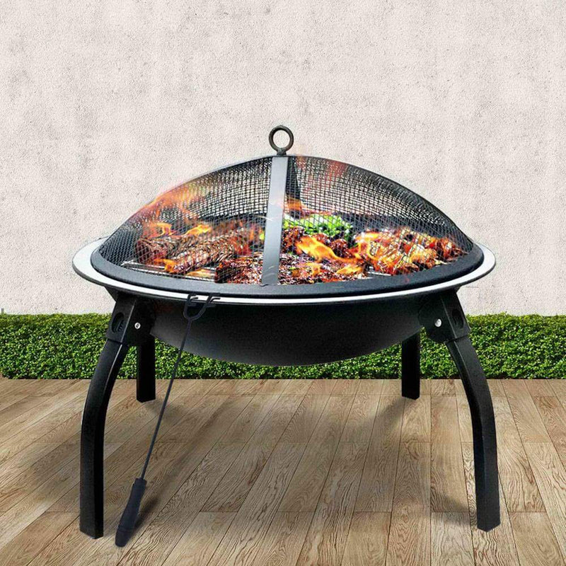 Grillz 22 Inch Portable Foldable Outdoor Fire Pit Fireplace 