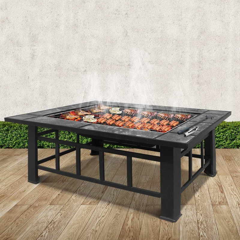 Fire Pit BBQ Grill Table Outdoor Garden Patio Camping Wood 