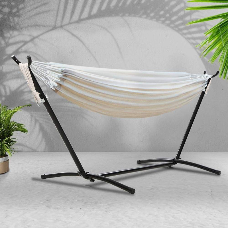 Gardeon Camping Hammock With Stand Cotton Rope Lounge 
