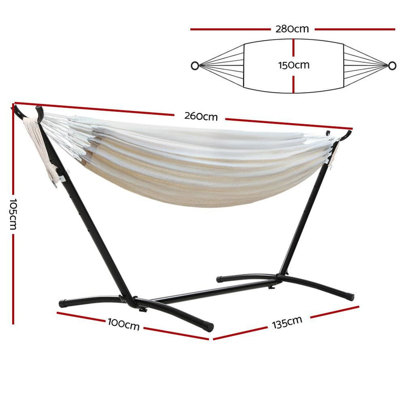 Gardeon Camping Hammock With Stand Cotton Rope Lounge 