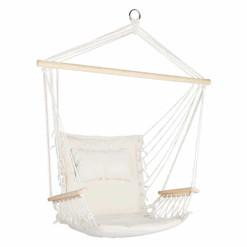 Gardeon Hammock Hanging Swing Chair - Cream - Home & Garden 