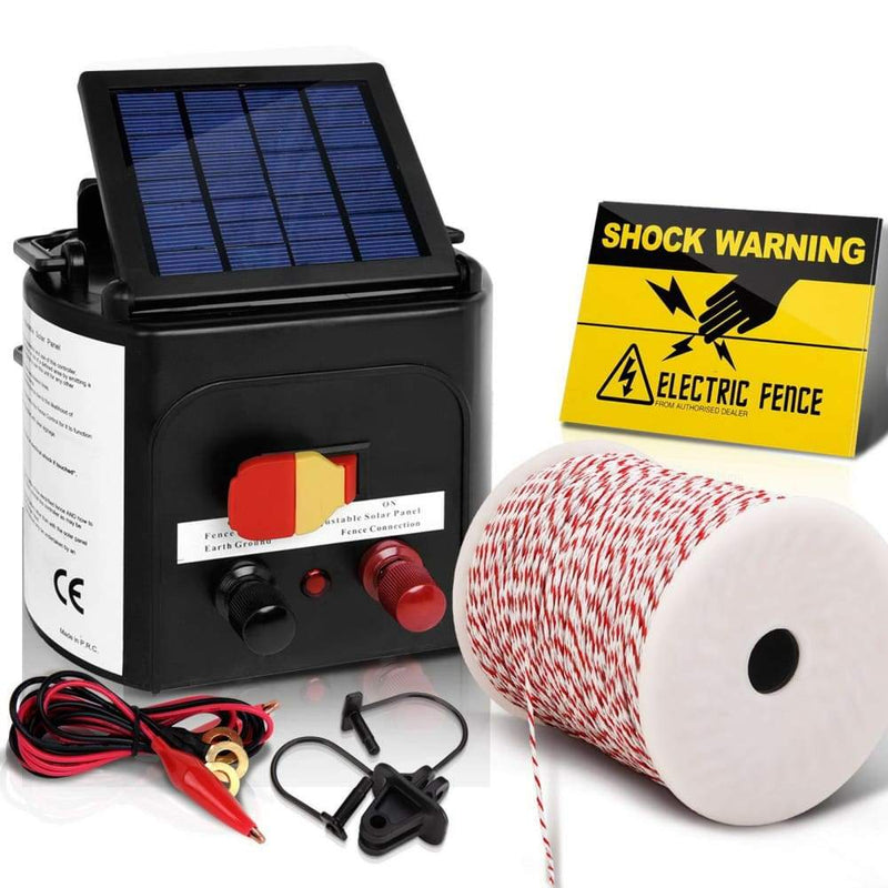 Giantz 5km Solar Electric Fence Energiser Charger with 500M 