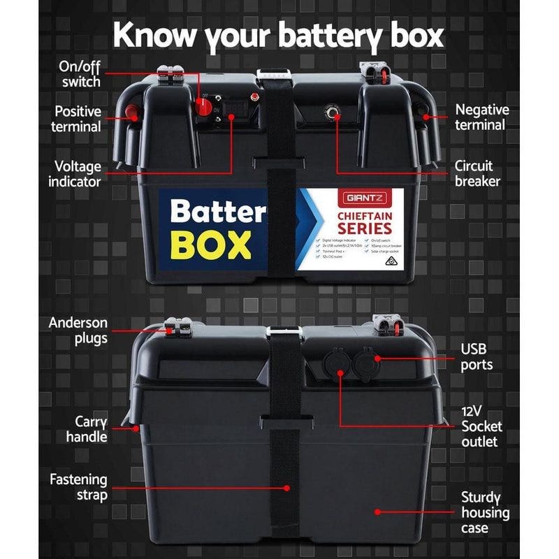 GIANTZ Battery Box 12V Camping Portable Deep Cycle AGM 