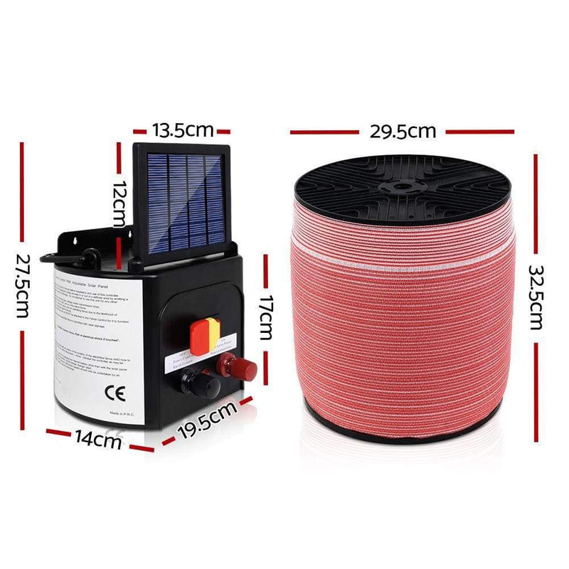 Giantz Electric Fence Energiser 3km Solar Powered Charger 