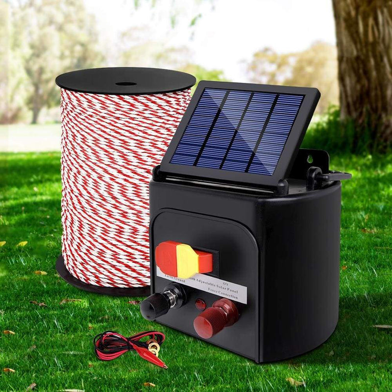 Giantz Electric Fence Energiser 5km Solar Powered Charger + 