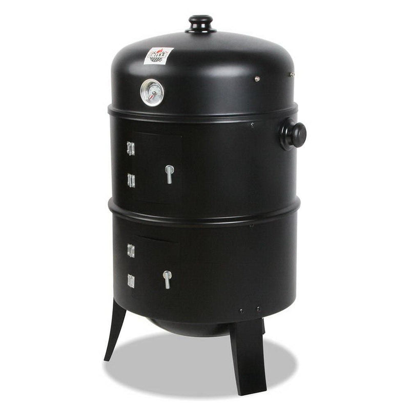 Grillz 3-in-1 Charcoal BBQ Smoker - Black - Home & Garden > 
