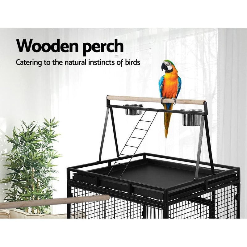 i.Pet Pet Bird Cage with Perch - Black - Pet Care > Bird