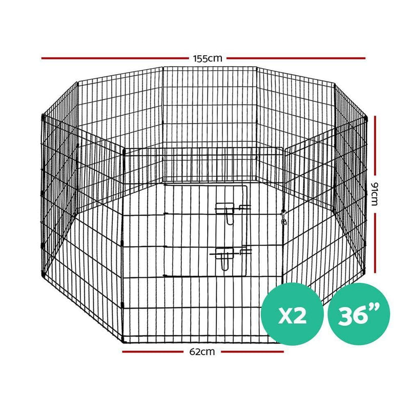 i.Pet 2X36 8 Panel Pet Dog Playpen Puppy Exercise Cage 
