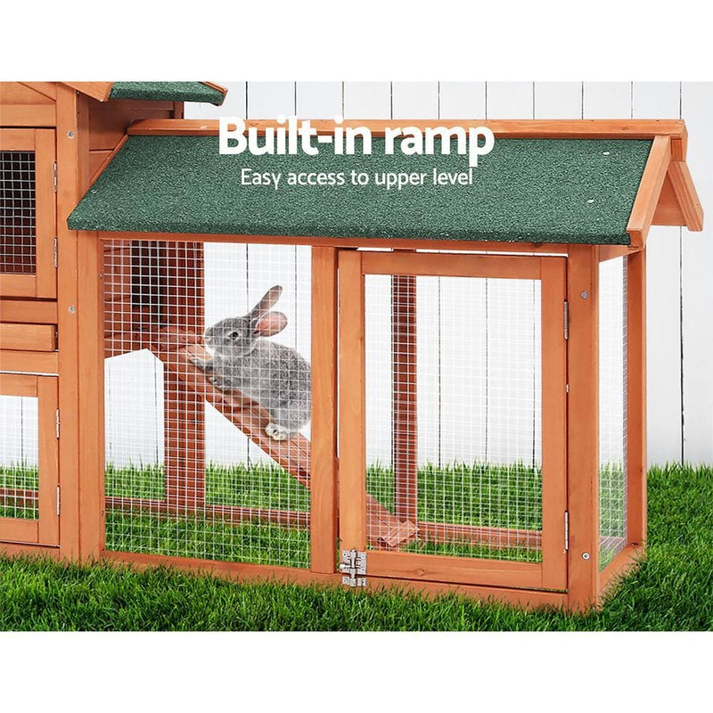 i.Pet Rabbit Hutch Hutches Large Metal Run Wooden Cage Chicken Coop 