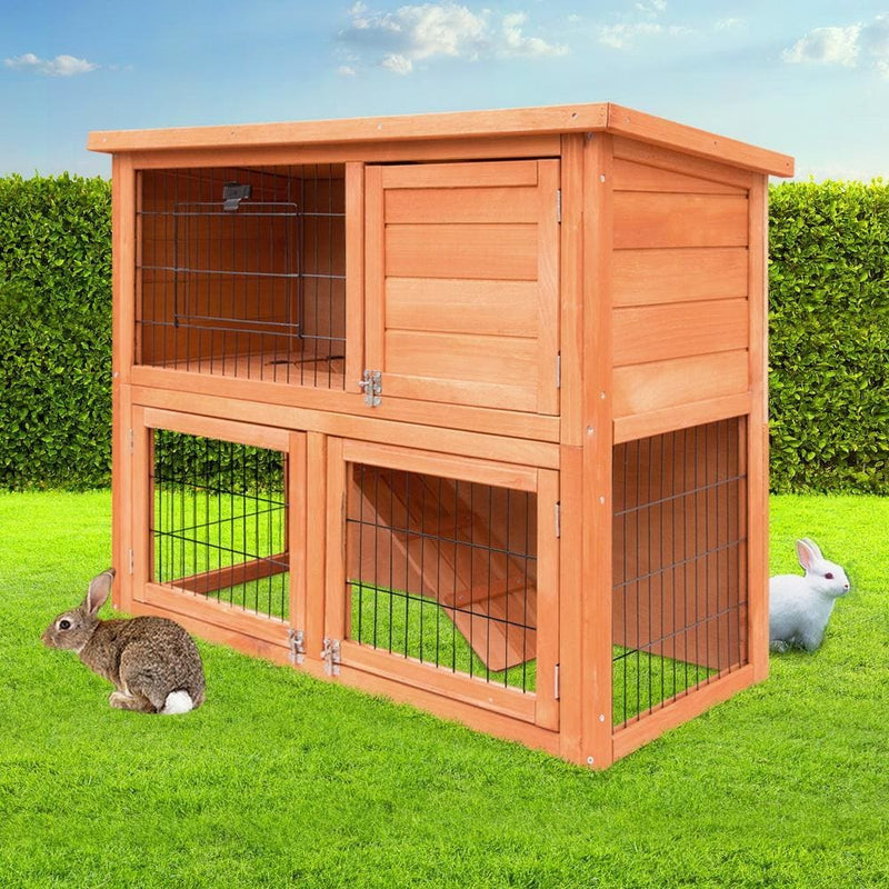 i.Pet Rabbit Hutch Hutches Large Metal Run Wooden Cage 
