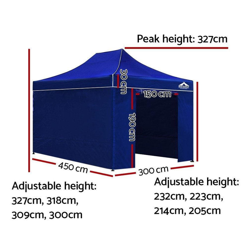 Instahut Gazebo Pop Up Marquee 3x4.5m Folding Wedding Tent 
