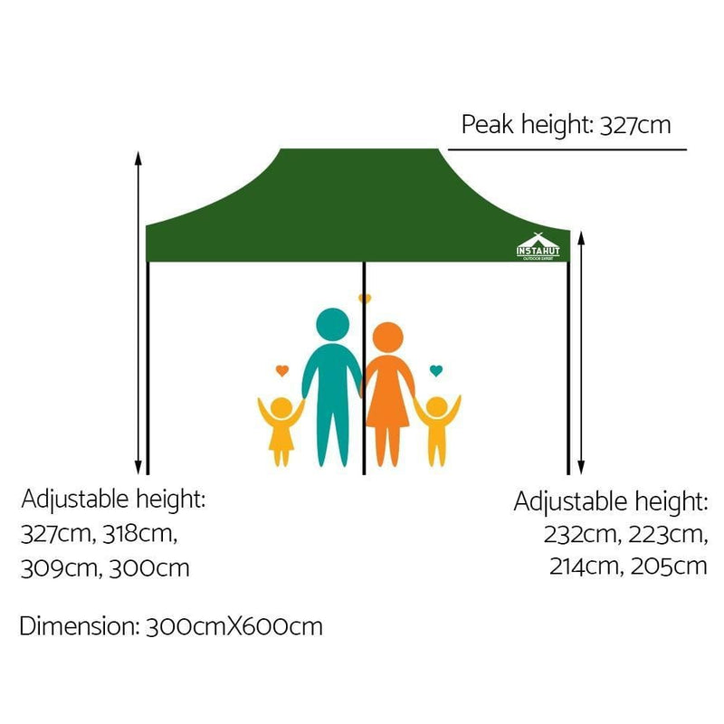 Instahut Gazebo Pop Up Marquee 3x6m Outdoor Tent Folding 