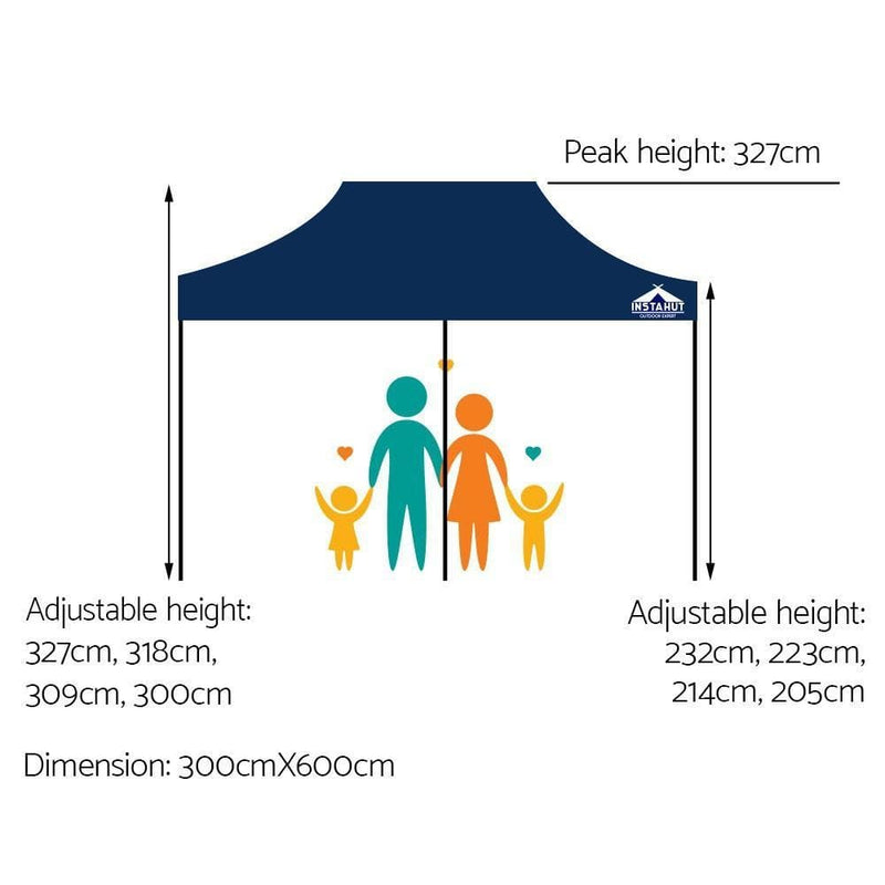 Instahut Gazebo Pop Up Marquee 3x6m Outdoor Tent Folding 