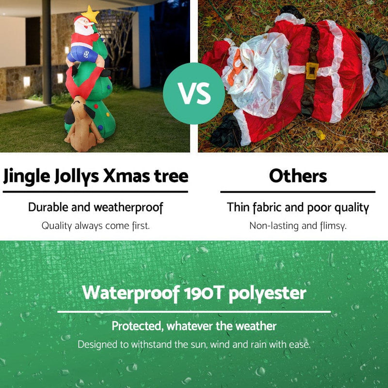 Jingle Jollys 1.8M Christmas Inflatable Santa on Tree Lights