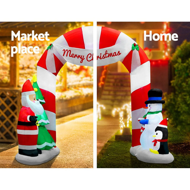 Jingle Jollys 3M Christmas Inflatable Archway with Santa 