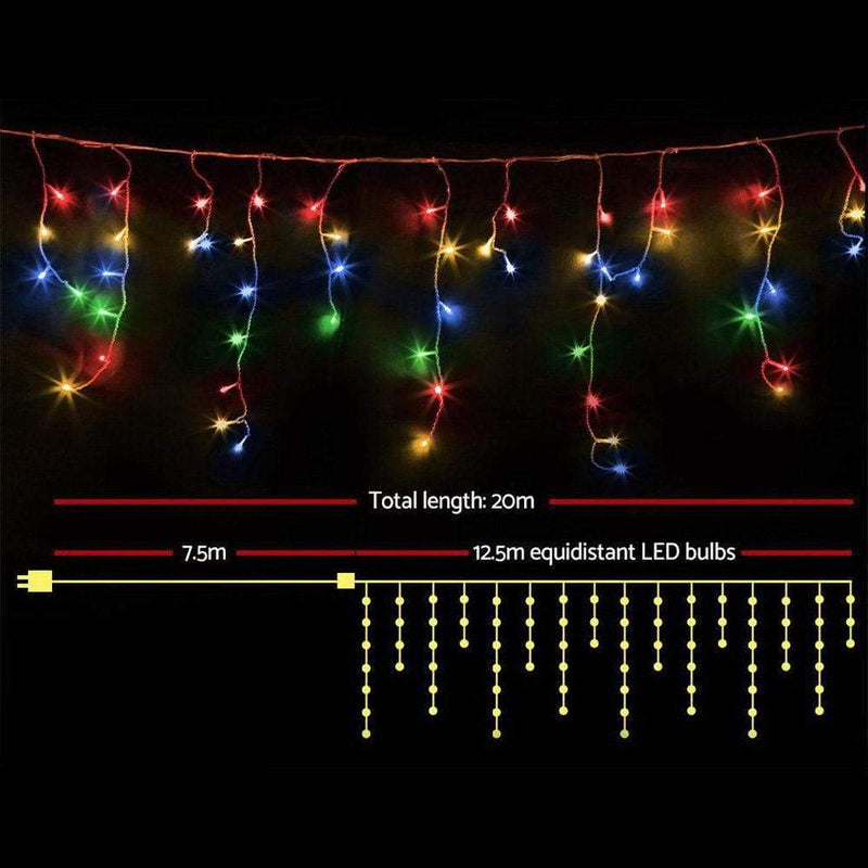 Jingle Jollys 500 LED Christmas Icicle Lights 20M Outdoor 
