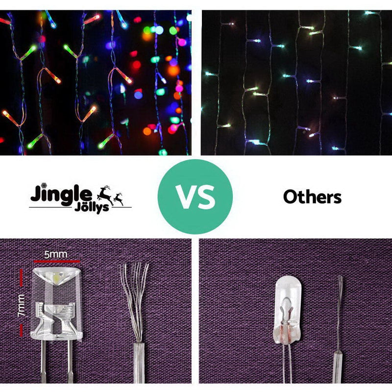 Jingle Jollys 800 LED Christmas Icicle Lights Mutlicolour - 