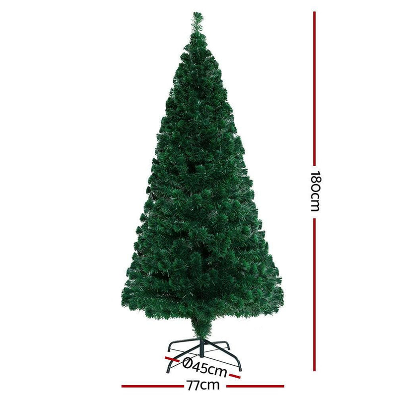 Jingle Jollys Christmas Tree 1.8M 6FT LED Xmas Fibre Optic Multi Warm 