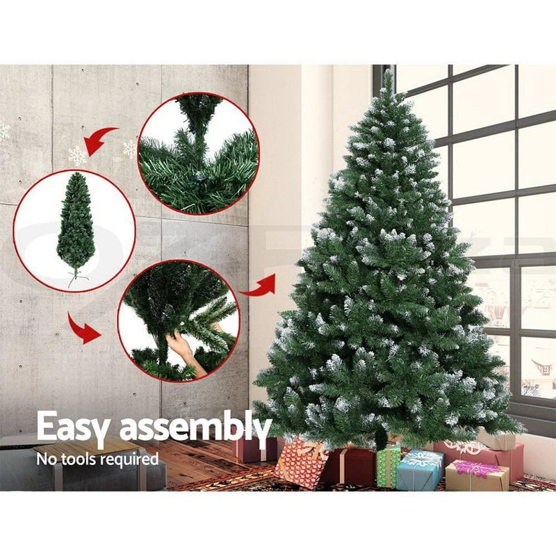 Jingle Jollys 6FT Christmas Snow Tree - Green - Occasions > 