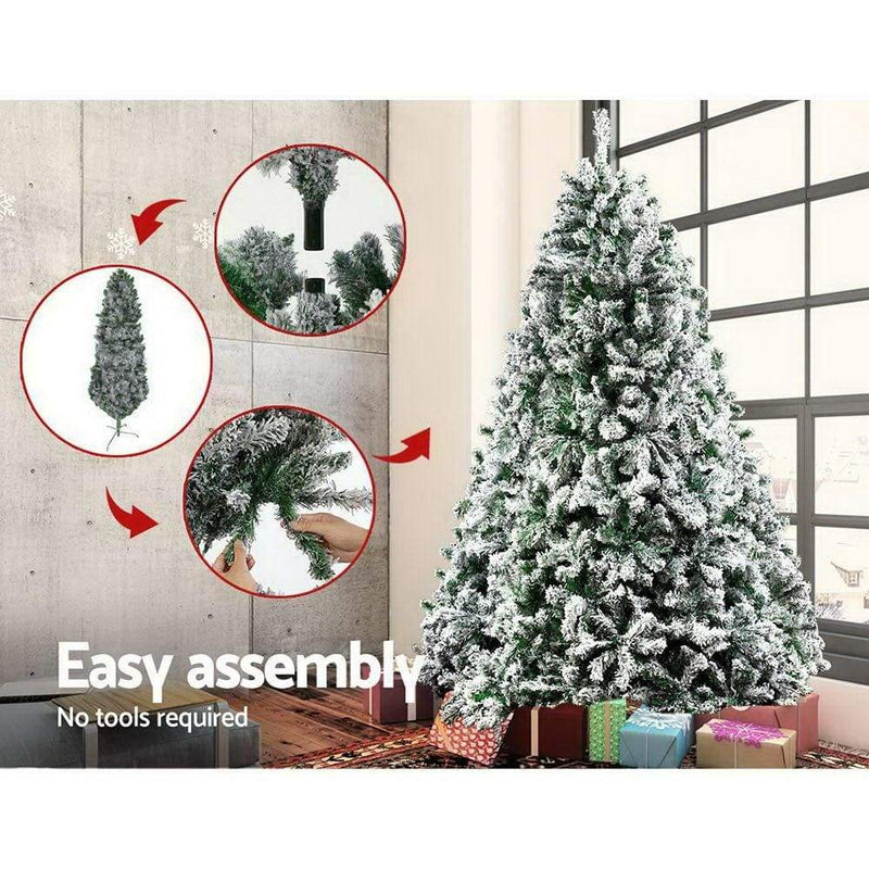 Jingle Jollys Christmas Tree 2.1M 7FT Xmas Decorations Snow 
