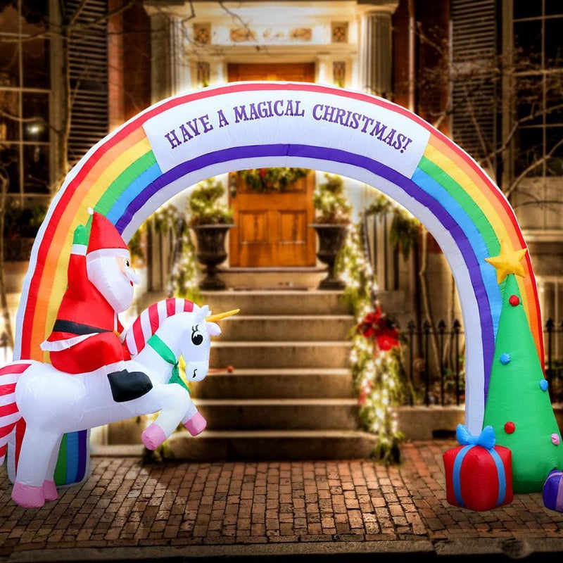Jingle Jollys Inflatable Christmas Rainbow Archway Santa 3M 