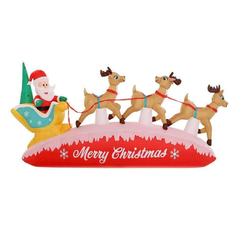 Jingle Jollys Inflatable Christmas Santa On Sleigh 2.8M 