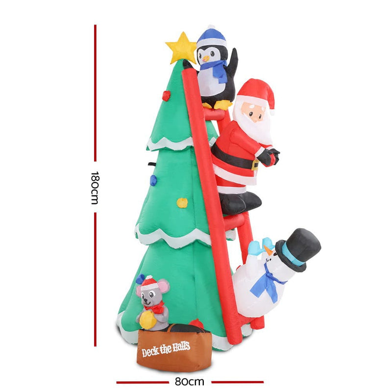 Jingle Jollys Inflatable Christmas Tree Santa 1.8M 