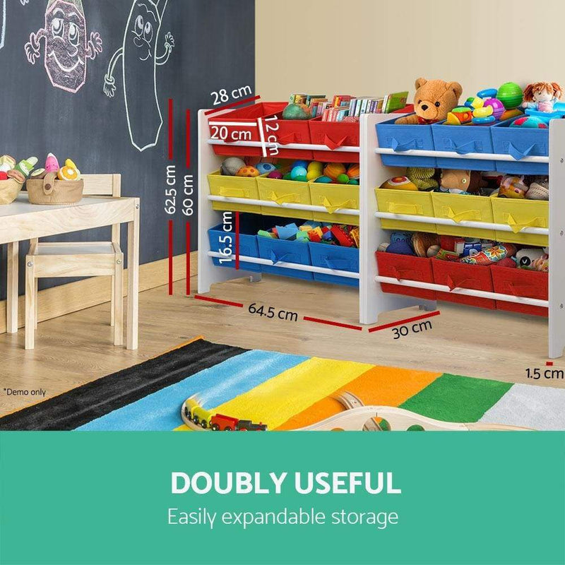 Keezi 3-Tier 9 Bins Kids Toy Box Organiser Storage Rack 