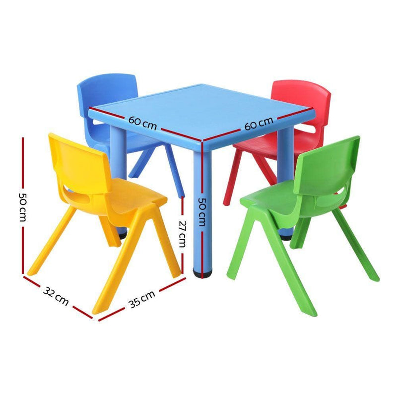 Keezi 5 Piece Kids Table and Chair Set - Blue - Baby & Kids 