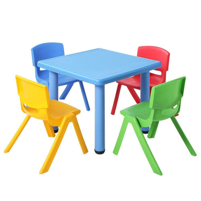 Keezi 5 Piece Kids Table and Chair Set - Blue - Baby & Kids 