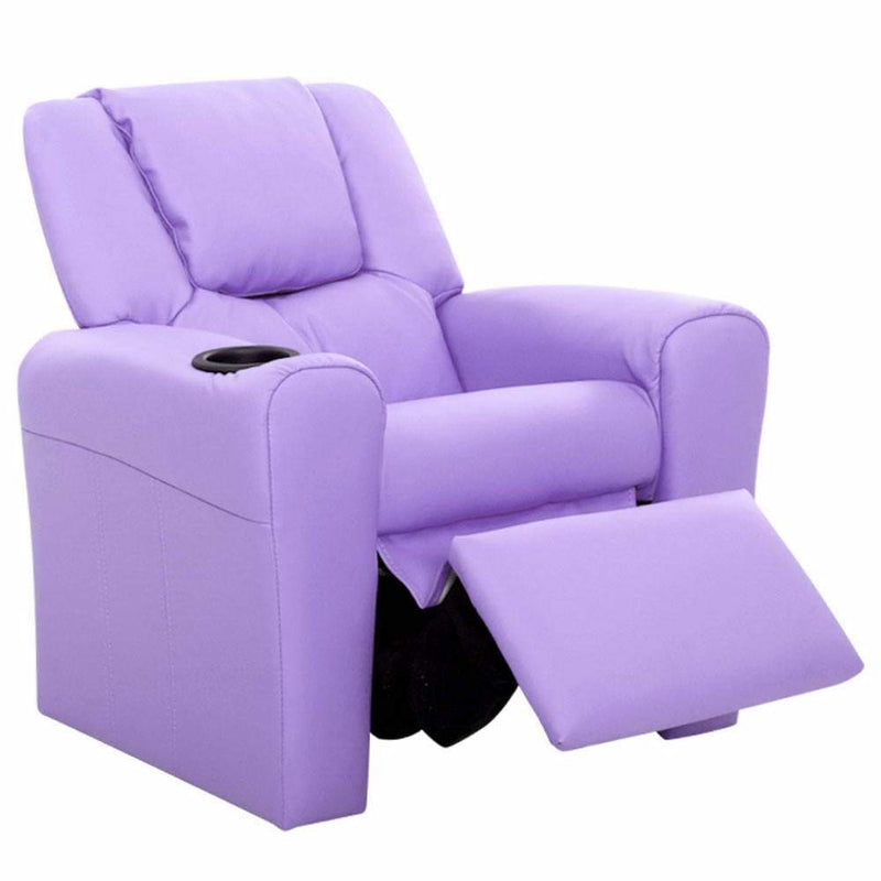 Keezi Kids Recliner Chair Purple PU Leather Sofa Lounge 