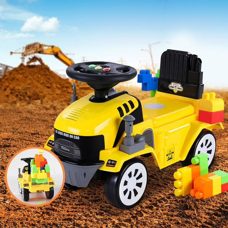 Keezi Kids Ride On Car w/ Building Blocks Toy Cars Engine 