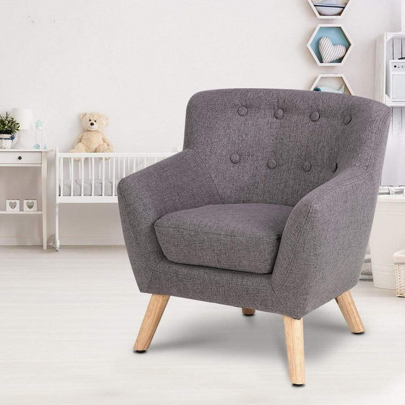 Keezi Kids Sofa Armchair Grey Linen Lounge Nordic French 