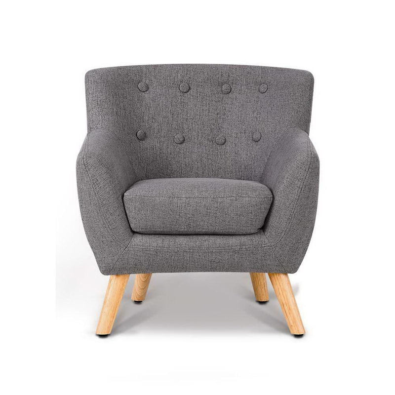 Keezi Kids Sofa Armchair Grey Linen Lounge Nordic French 