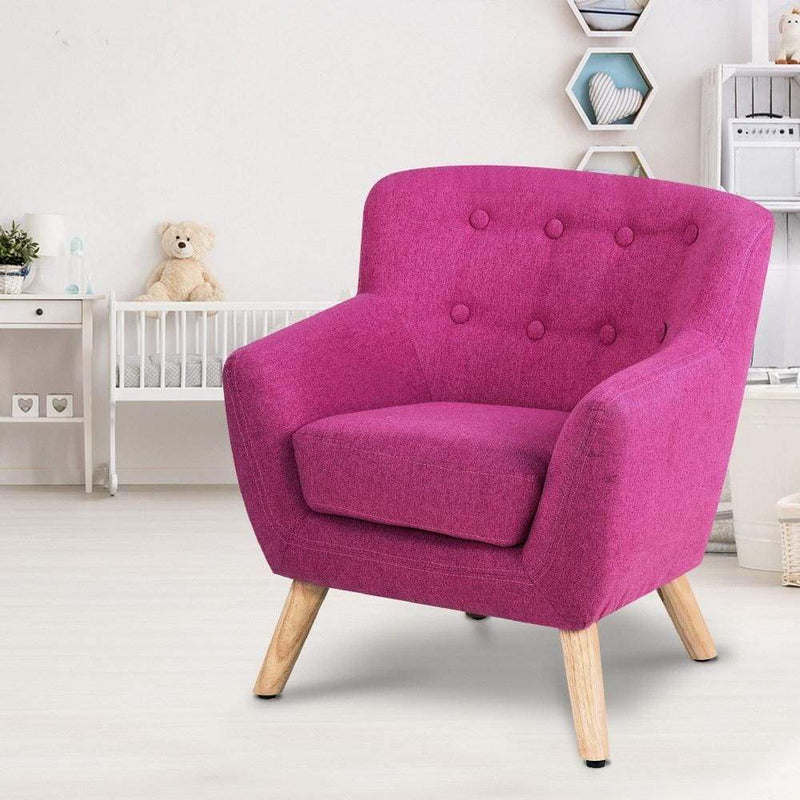 Keezi Kids Sofa Armchair Pink Linen Lounge Nordic French 