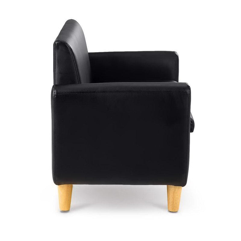 Keezi Kids Sofa Storage Armchair 2 Seater Black PU Leather 