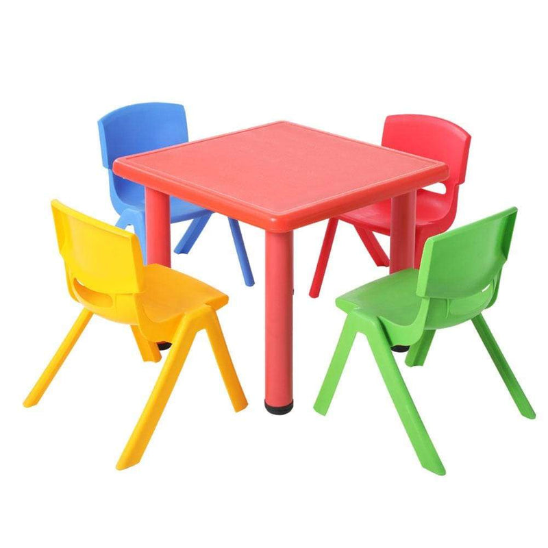 Keezi Kids Table and 4 Chairs Set Children Plastic Activity 