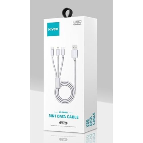 KIVEE CH061 USB to 3 IN 1 Charging Cable 1.2M Silver - 