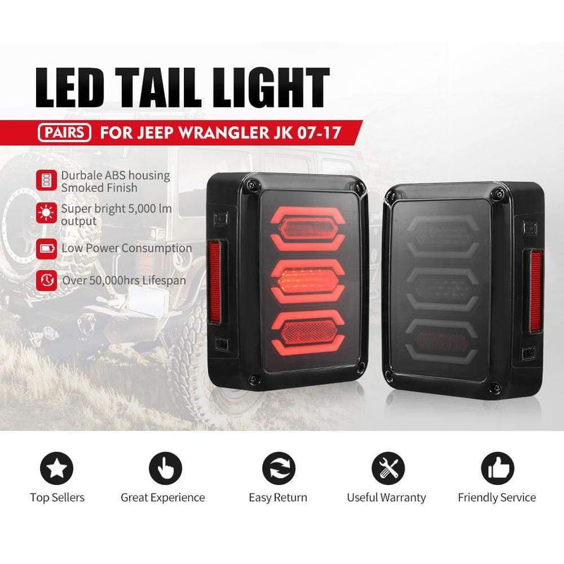 LIGHTFOX CREE Pair LED Tail Lights Smoked Lens Reverse Turn 