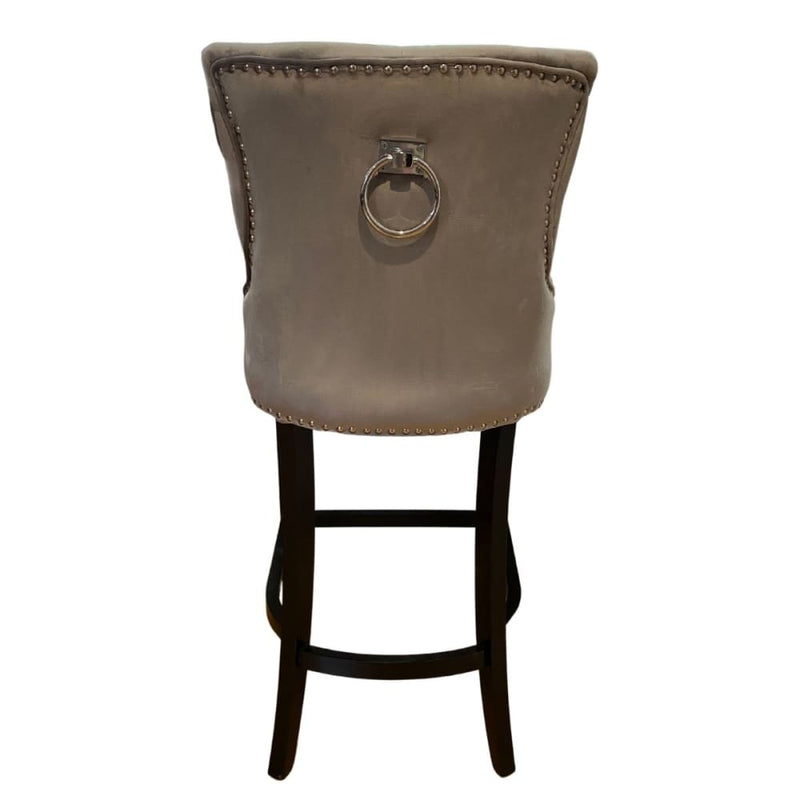 Little Lady Grey Bar Stool Quilted Velvet with a 