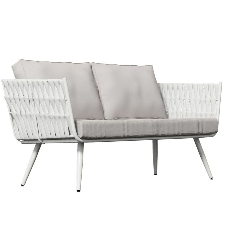 Milano White Outdoor Two-Seater Sofa with Cushions - 