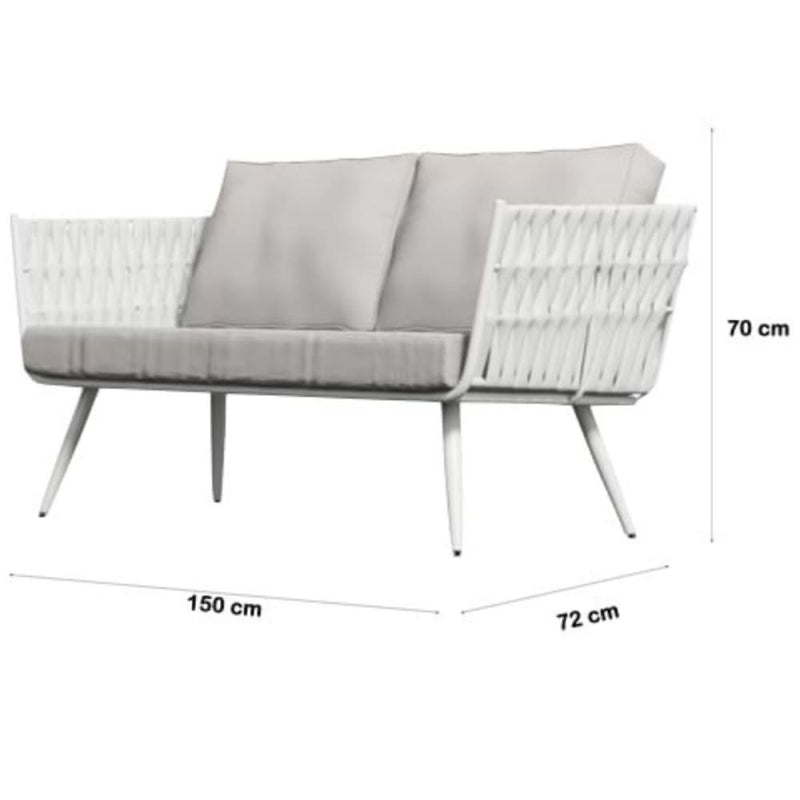 Milano White Outdoor Two-Seater Sofa with Cushions - 
