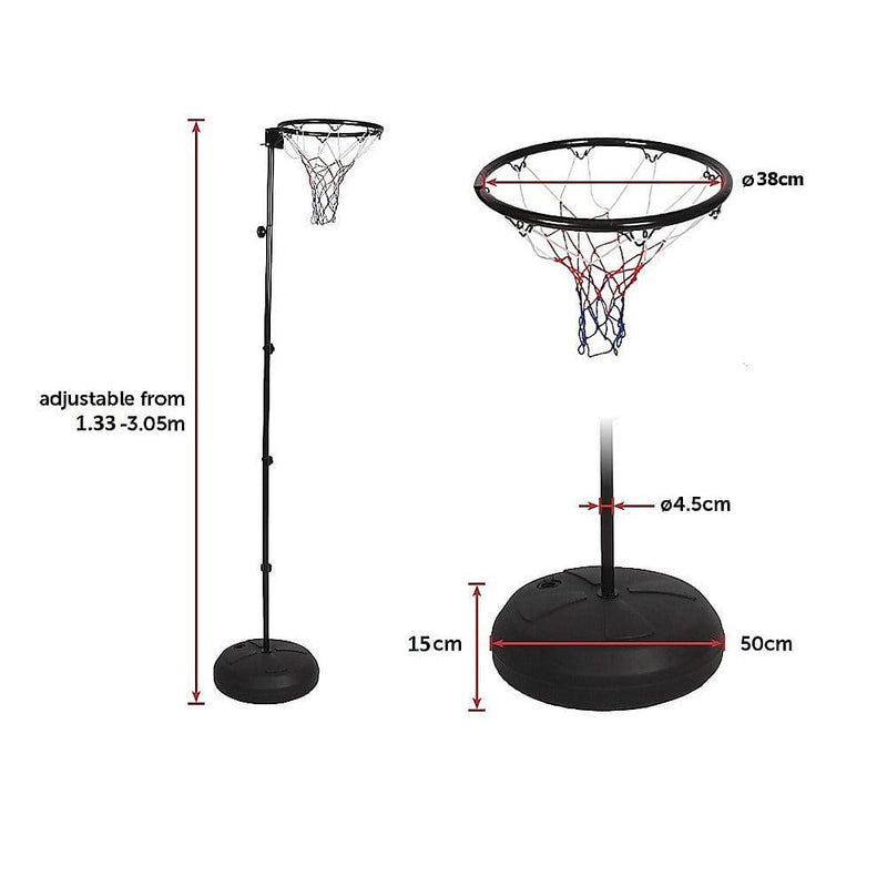 Netball Ring with Stand Portable Pole Height Adjustable - 