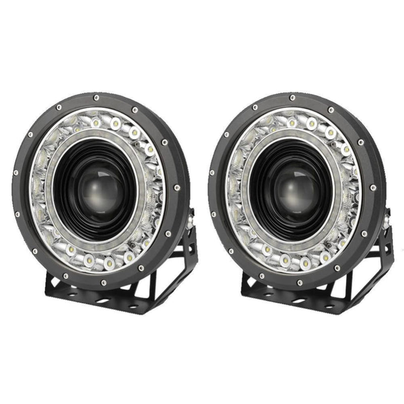 Pair 9 inch CREE LED Driving Lights Spot Round Black 