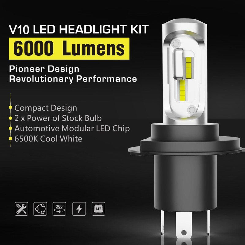 Pair LED Headlight Kit Driving Lamp H4 HB2 9003 High Low 