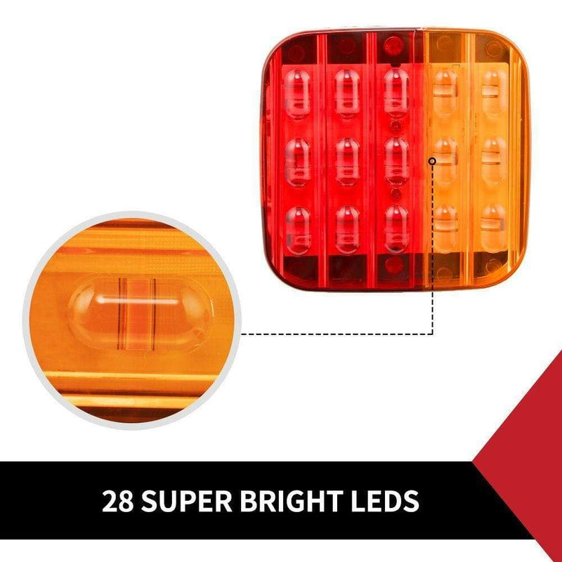 PAIR LED TAIL LIGHT With NUMBER PLATE LIGHT 28LED TRAILER 