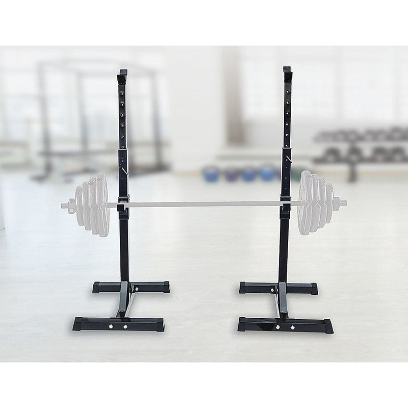 Pair of Adjustable Squat Rack Sturdy Steel Barbell Bench 